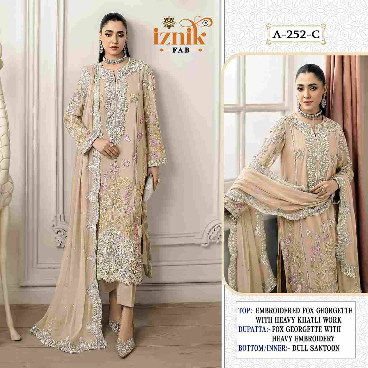 Iznik 252 Colours By Iznik Fab 252-A To 252-D Series Designer Pakistani Suits Beautiful Stylish Fancy Colorful Party Wear & Occasional Wear Faux Georgette With Embroidery Dresses At Wholesale Price