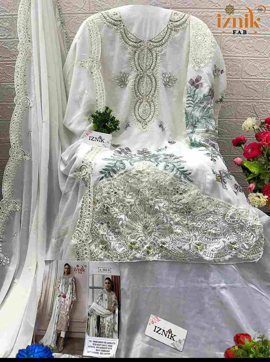 Iznik 252 Colours By Iznik Fab 252-A To 252-D Series Designer Pakistani Suits Beautiful Stylish Fancy Colorful Party Wear & Occasional Wear Faux Georgette With Embroidery Dresses At Wholesale Price