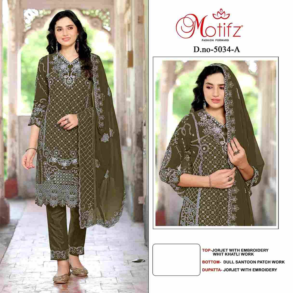 Motifz Hit Design 5034 Colours By Motifz 5034-A To 5034-D Series Beautiful Pakistani Suits Colorful Stylish Fancy Casual Wear & Ethnic Wear Georgette Dresses At Wholesale Price