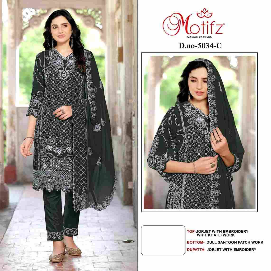 Motifz Hit Design 5034 Colours By Motifz 5034-A To 5034-D Series Beautiful Pakistani Suits Colorful Stylish Fancy Casual Wear & Ethnic Wear Georgette Dresses At Wholesale Price