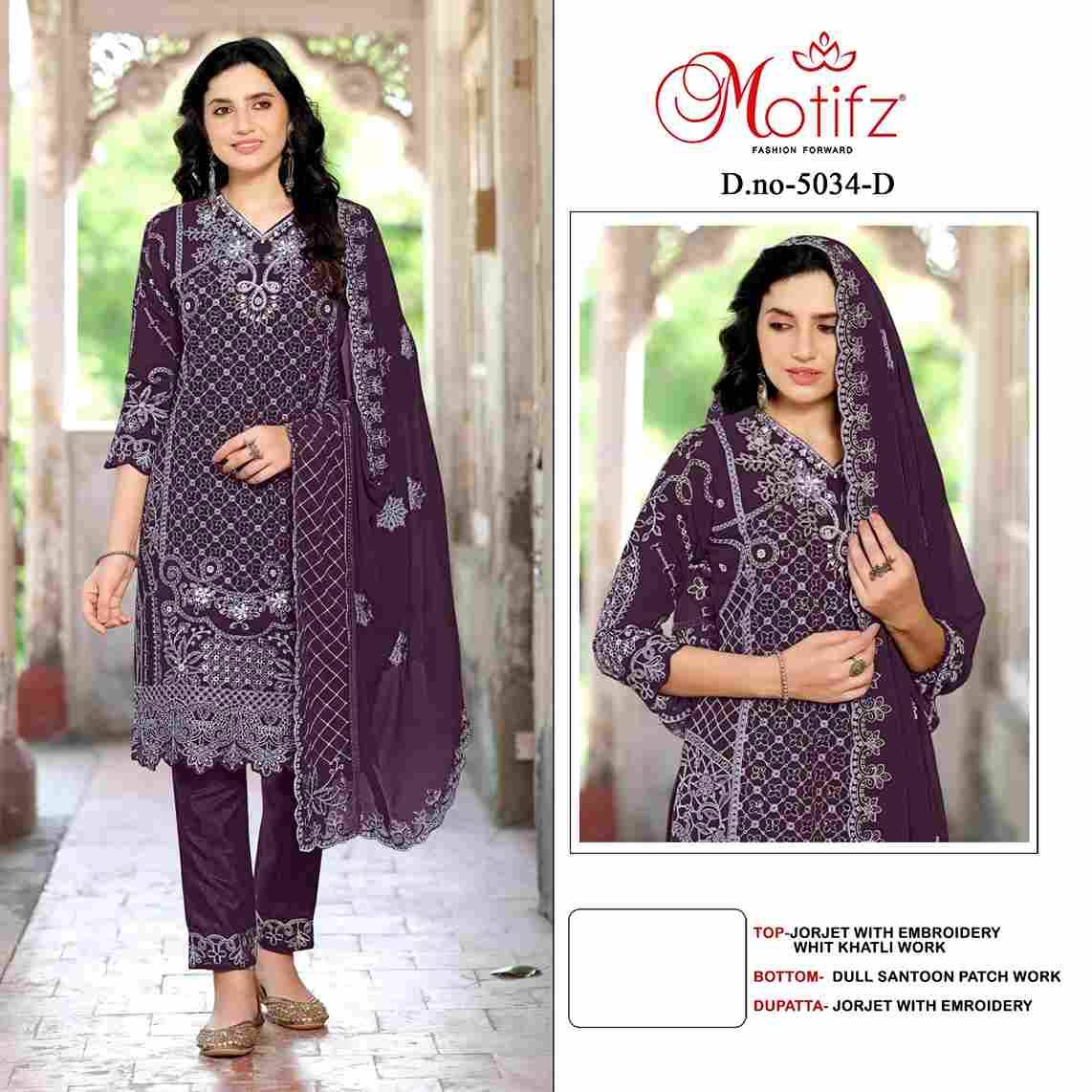 Motifz Hit Design 5034 Colours By Motifz 5034-A To 5034-D Series Beautiful Pakistani Suits Colorful Stylish Fancy Casual Wear & Ethnic Wear Georgette Dresses At Wholesale Price