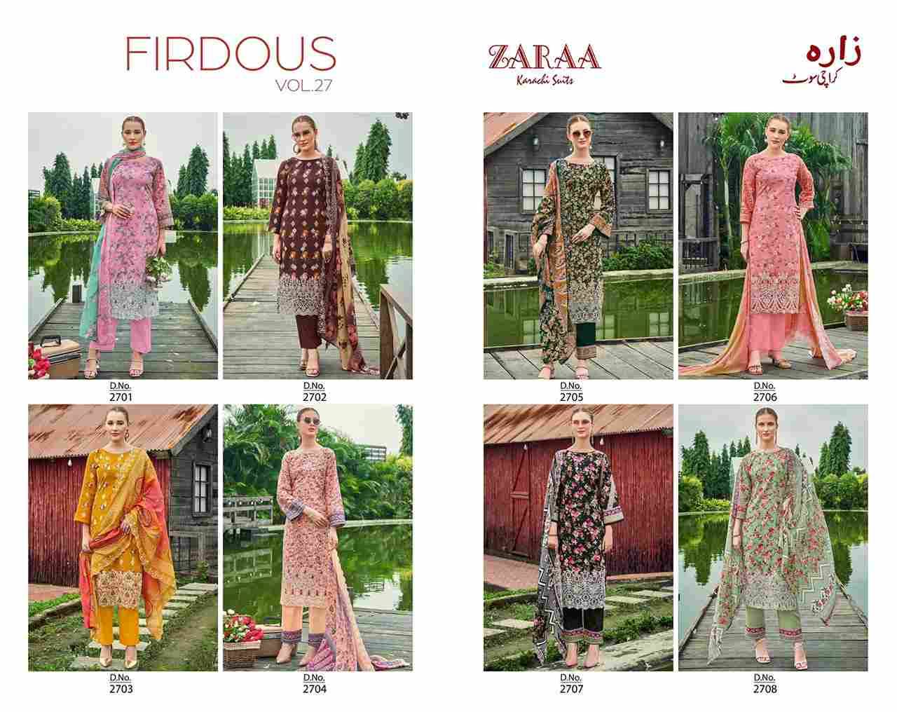 Firdous Vol-27 By Zaraa 2701 To 2708 Series Beautiful Stylish Festive Suits Fancy Colorful Casual Wear & Ethnic Wear & Ready To Wear Pure Cambric Dresses At Wholesale Price