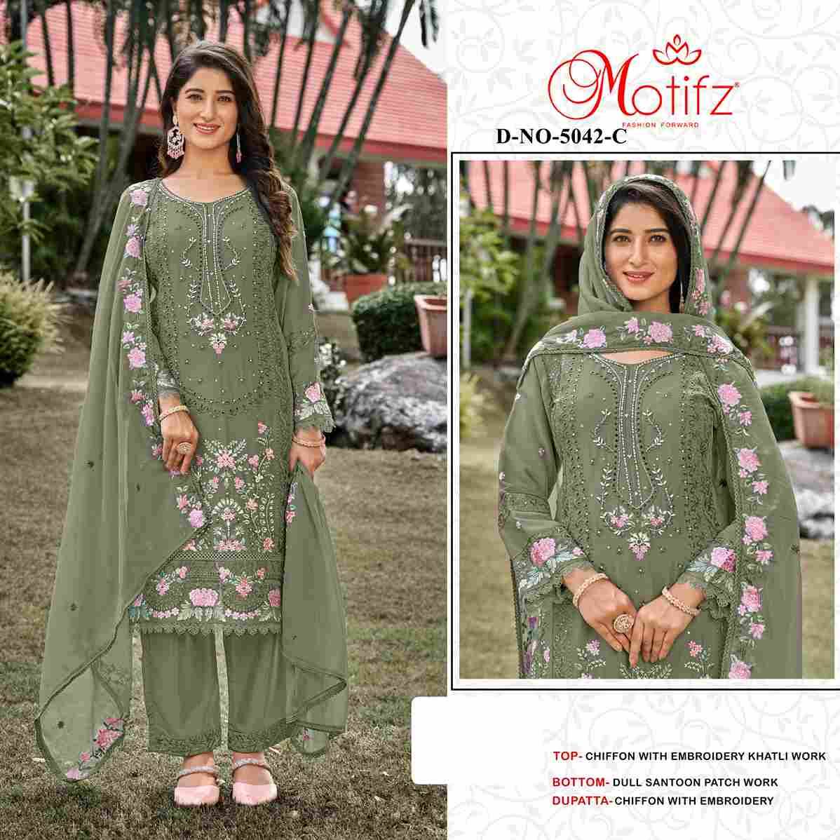 Motifz Hit Design 5042 Colours By Motifz 5042-A To 5042-D Series Beautiful Pakistani Suits Colorful Stylish Fancy Casual Wear & Ethnic Wear Chiffon Dresses At Wholesale Price