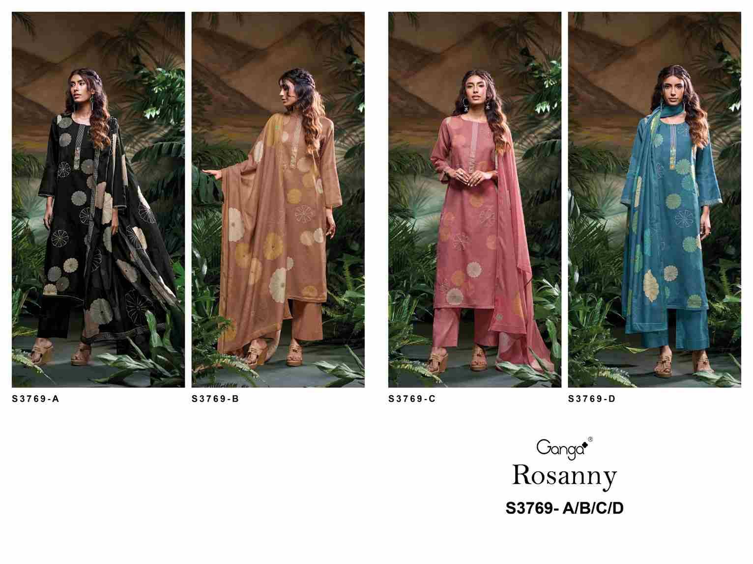 Rosanny-3769 By Ganga Fashion 3769-A To 3769-D Series Beautiful Festive Suits Colorful Stylish Fancy Casual Wear & Ethnic Wear Pure Pashmina Dresses At Wholesale Price