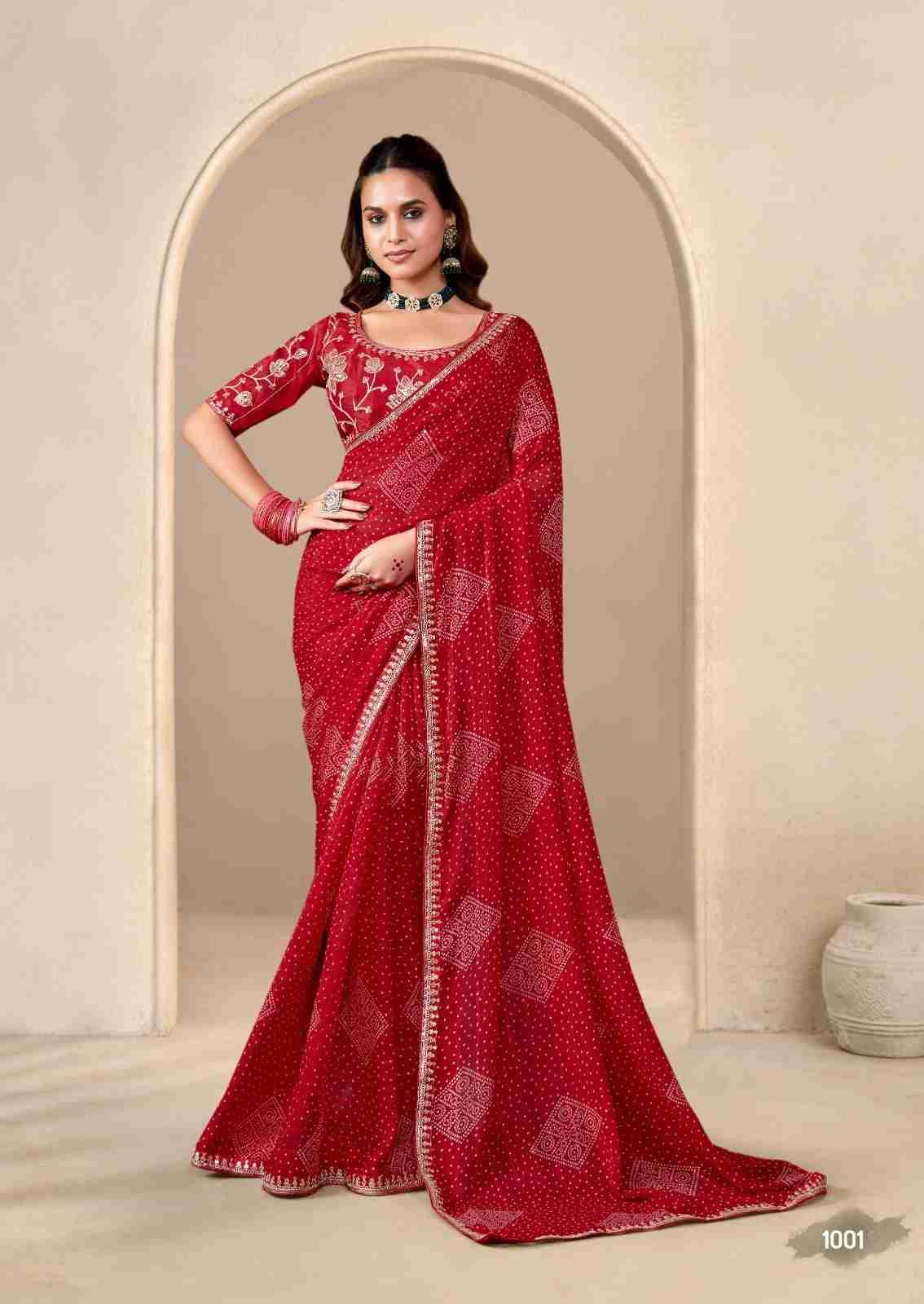 Baandhniya Vol-2 By Stavan 1001 To 1010 Series Indian Traditional Wear Collection Beautiful Stylish Fancy Colorful Party Wear & Occasional Wear Georgette Sarees At Wholesale Price