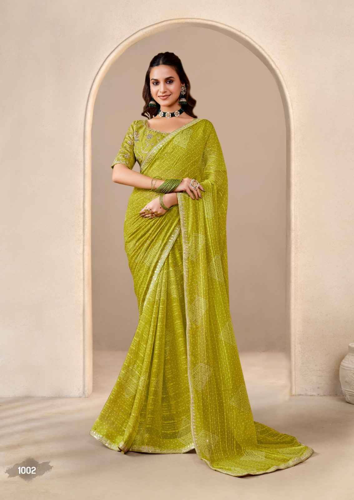 Baandhniya Vol-2 By Stavan 1001 To 1010 Series Indian Traditional Wear Collection Beautiful Stylish Fancy Colorful Party Wear & Occasional Wear Georgette Sarees At Wholesale Price