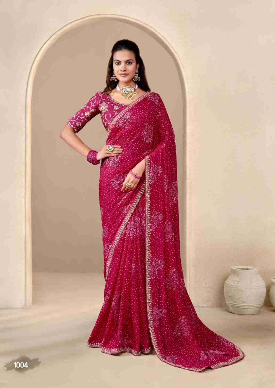 Baandhniya Vol-2 By Stavan 1001 To 1010 Series Indian Traditional Wear Collection Beautiful Stylish Fancy Colorful Party Wear & Occasional Wear Georgette Sarees At Wholesale Price