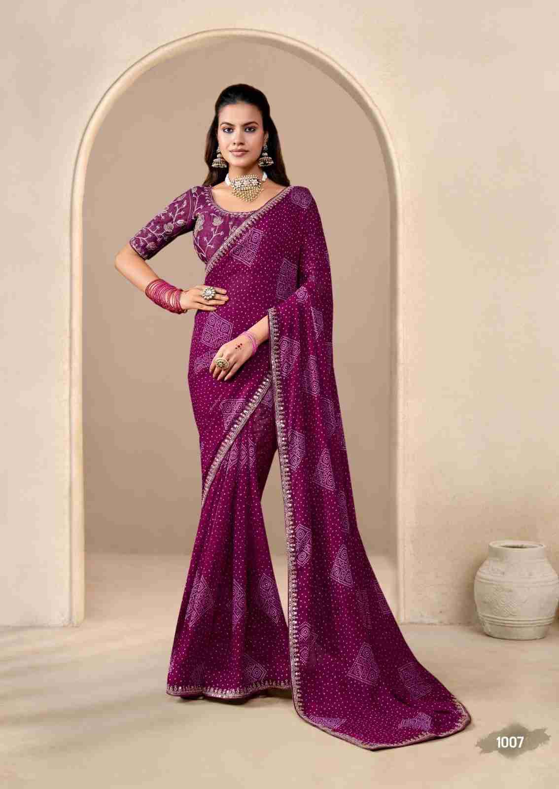 Baandhniya Vol-2 By Stavan 1001 To 1010 Series Indian Traditional Wear Collection Beautiful Stylish Fancy Colorful Party Wear & Occasional Wear Georgette Sarees At Wholesale Price