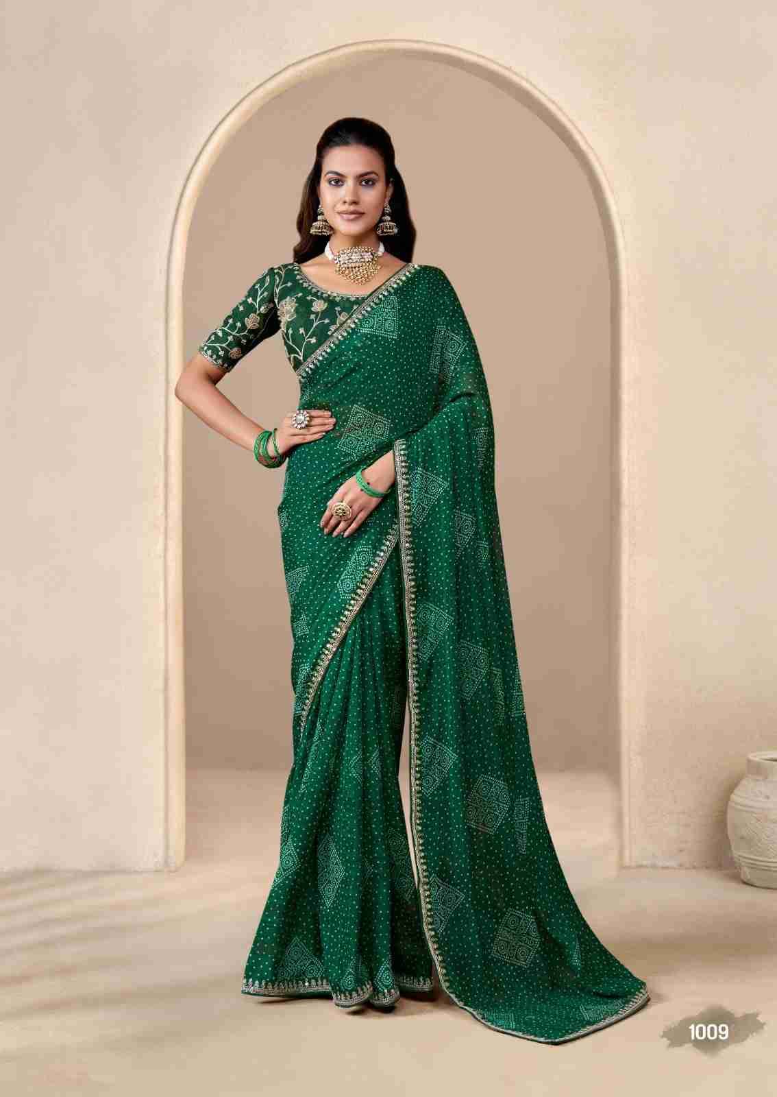 Baandhniya Vol-2 By Stavan 1001 To 1010 Series Indian Traditional Wear Collection Beautiful Stylish Fancy Colorful Party Wear & Occasional Wear Georgette Sarees At Wholesale Price