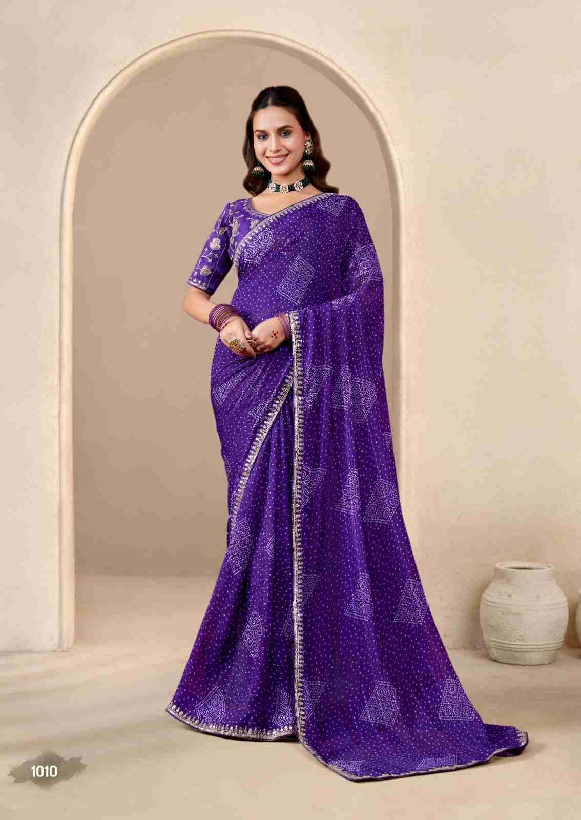 Baandhniya Vol-2 By Stavan 1001 To 1010 Series Indian Traditional Wear Collection Beautiful Stylish Fancy Colorful Party Wear & Occasional Wear Georgette Sarees At Wholesale Price