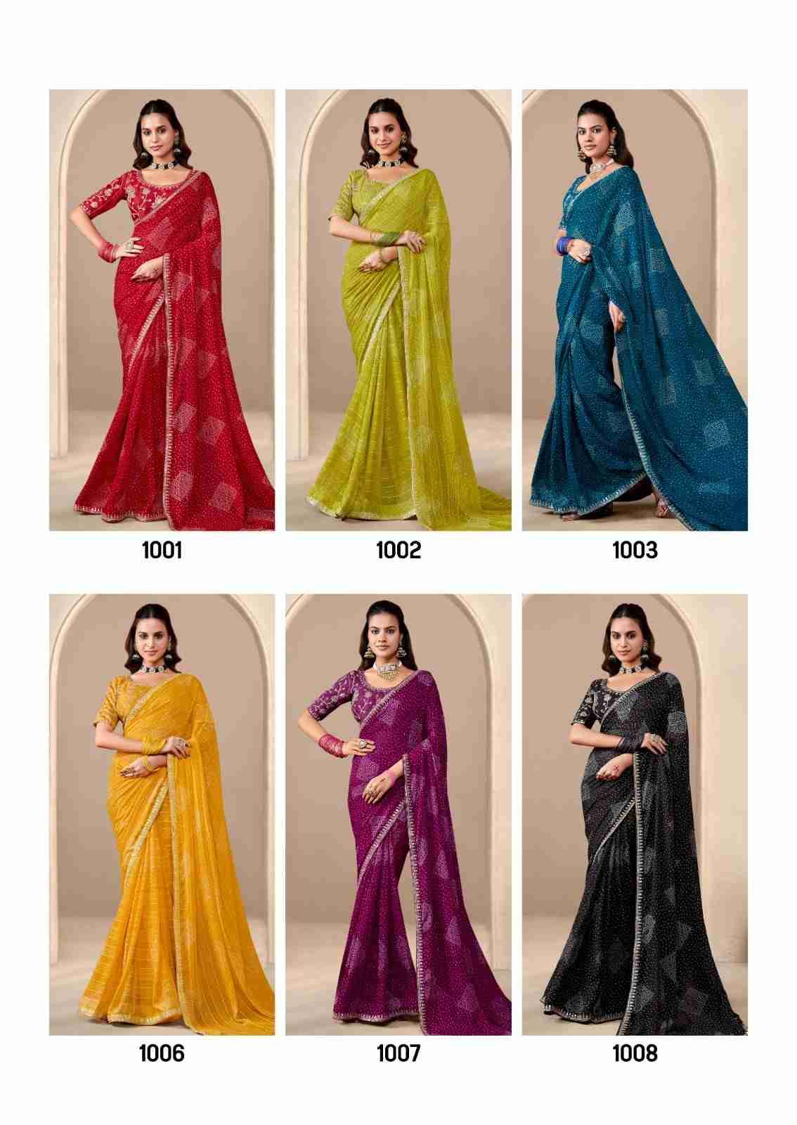 Baandhniya Vol-2 By Stavan 1001 To 1010 Series Indian Traditional Wear Collection Beautiful Stylish Fancy Colorful Party Wear & Occasional Wear Georgette Sarees At Wholesale Price