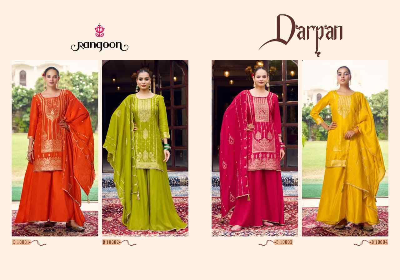 Darpan By Rangoon 10001 To 10004 Series Beautiful Stylish Sharara Suits Fancy Colorful Casual Wear & Ethnic Wear & Ready To Wear Doal Jacquard Dresses At Wholesale Price