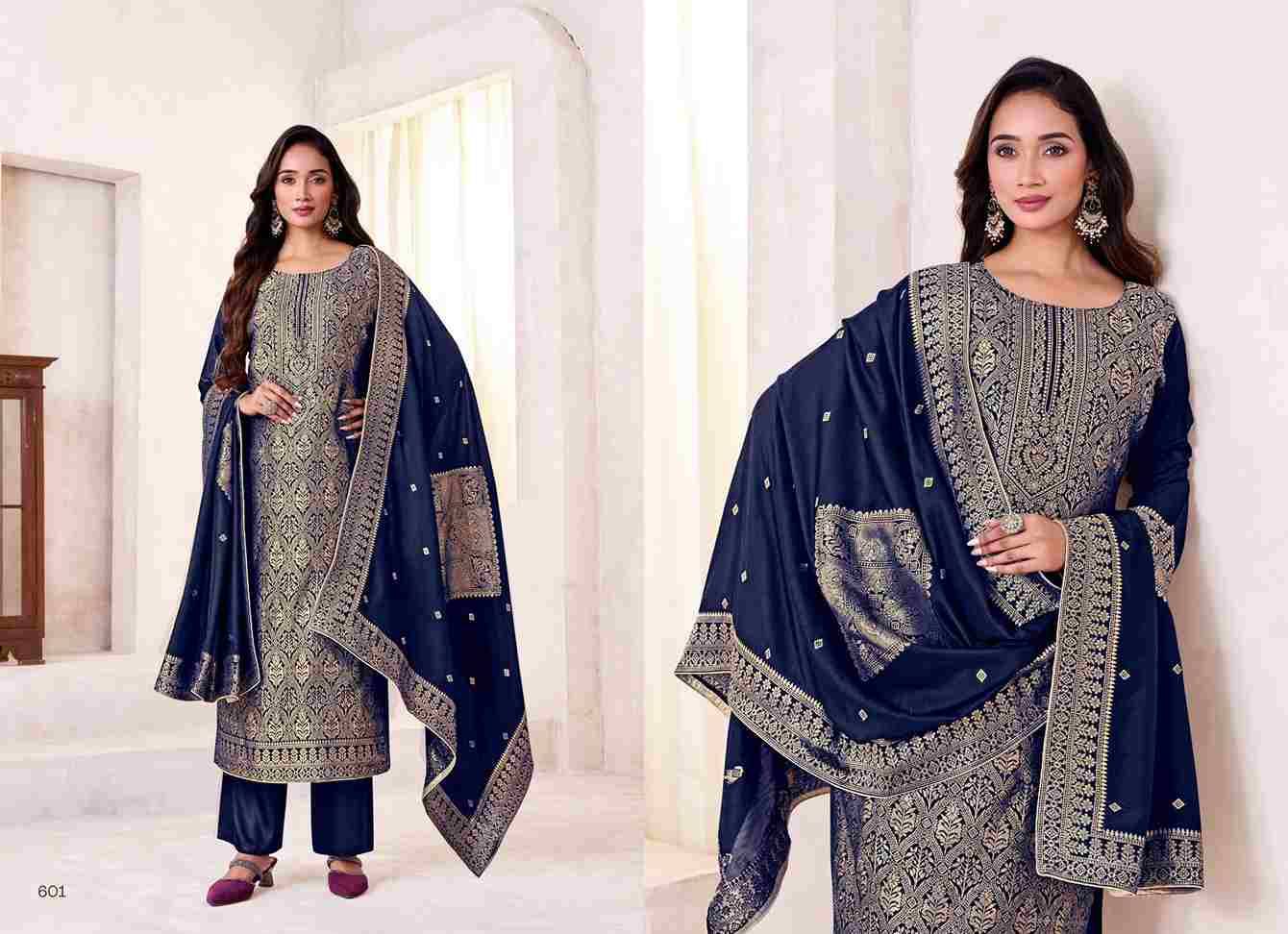 Bunai By Tanishk Fashion 601 To 604 Series Beautiful Festive Suits Colorful Stylish Fancy Casual Wear & Ethnic Wear Muslin Jacquard Dresses At Wholesale Price