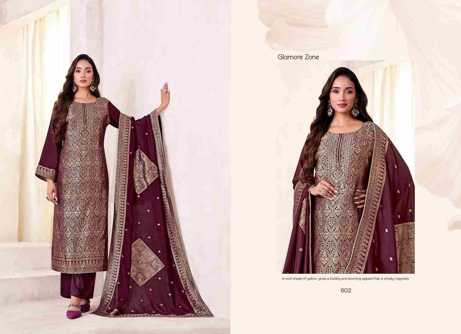 Bunai By Tanishk Fashion 601 To 604 Series Beautiful Festive Suits Colorful Stylish Fancy Casual Wear & Ethnic Wear Muslin Jacquard Dresses At Wholesale Price