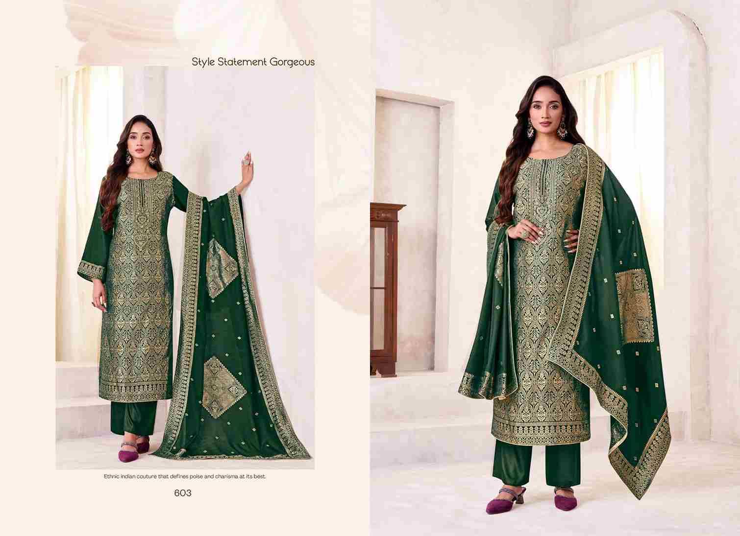 Bunai By Tanishk Fashion 601 To 604 Series Beautiful Festive Suits Colorful Stylish Fancy Casual Wear & Ethnic Wear Muslin Jacquard Dresses At Wholesale Price