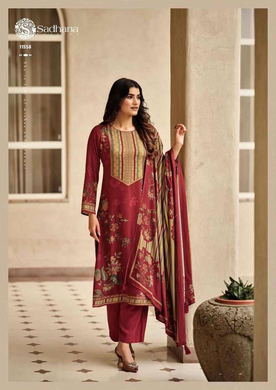 Elisha By Sadhana Fashion 11554 To 11559 Series Designer Festive Suits Beautiful Fancy Stylish Colorful Party Wear & Occasional Wear Pure Viscose Pashmina Print Dresses At Wholesale Price