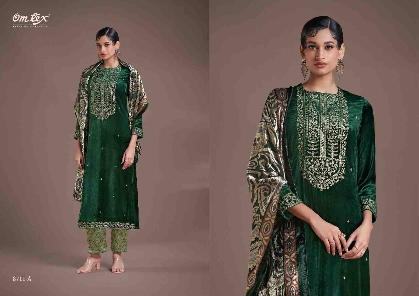 Ritha Vol-22 By Om Tex 8711-A To 8711-C Series Beautiful Festive Suits Colorful Stylish Fancy Casual Wear & Ethnic Wear Viscose Velvet Dresses At Wholesale Price