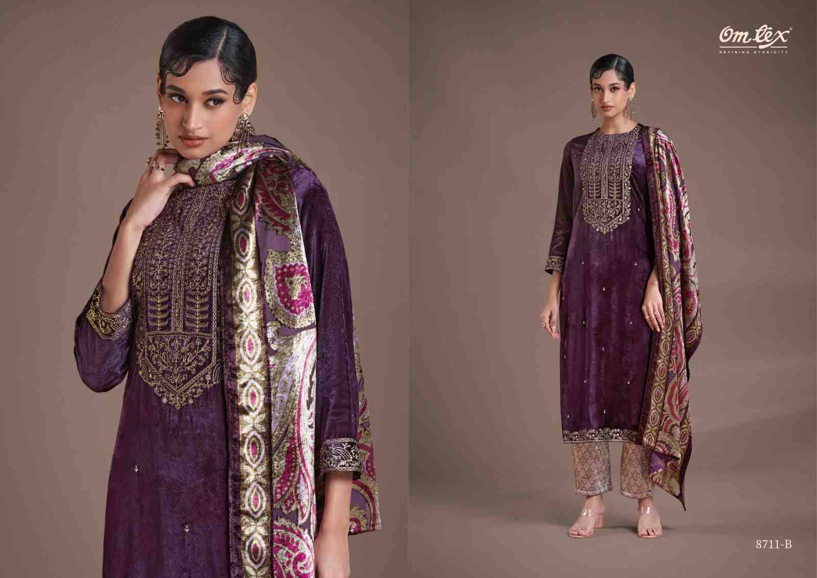 Ritha Vol-22 By Om Tex 8711-A To 8711-C Series Beautiful Festive Suits Colorful Stylish Fancy Casual Wear & Ethnic Wear Viscose Velvet Dresses At Wholesale Price
