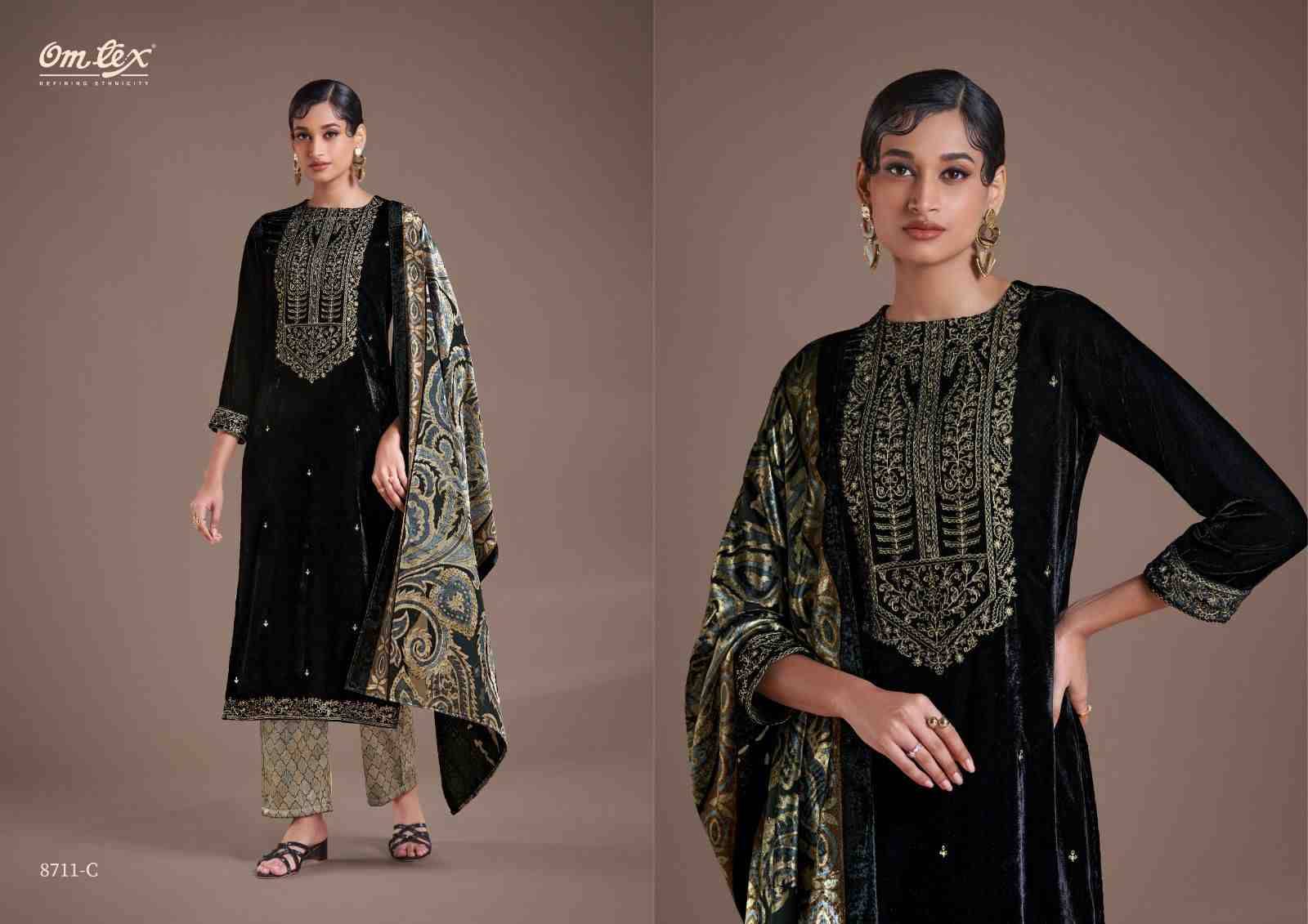 Ritha Vol-22 By Om Tex 8711-A To 8711-C Series Beautiful Festive Suits Colorful Stylish Fancy Casual Wear & Ethnic Wear Viscose Velvet Dresses At Wholesale Price