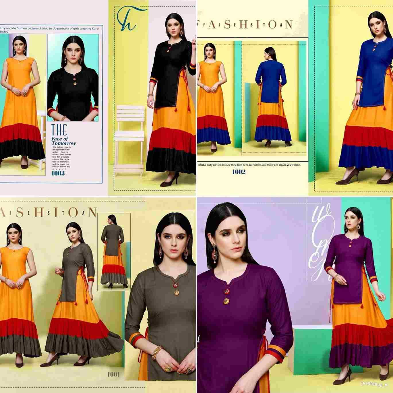 Raas By Kaamiri 1001 To 1004 Series Designer Beautiful Collection Occasional Wear & Party Wear Rayon Print Gowns At Wholesale Price