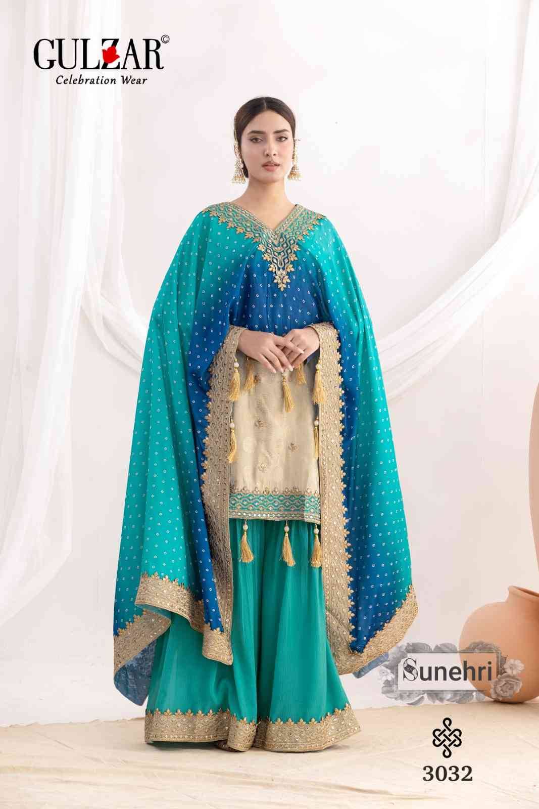 Sunehri By Gulzar 3031 To 3033 Series Beautiful Sharara Suits Colorful Stylish Fancy Casual Wear & Ethnic Wear Viscose Jacquard Dresses At Wholesale Price