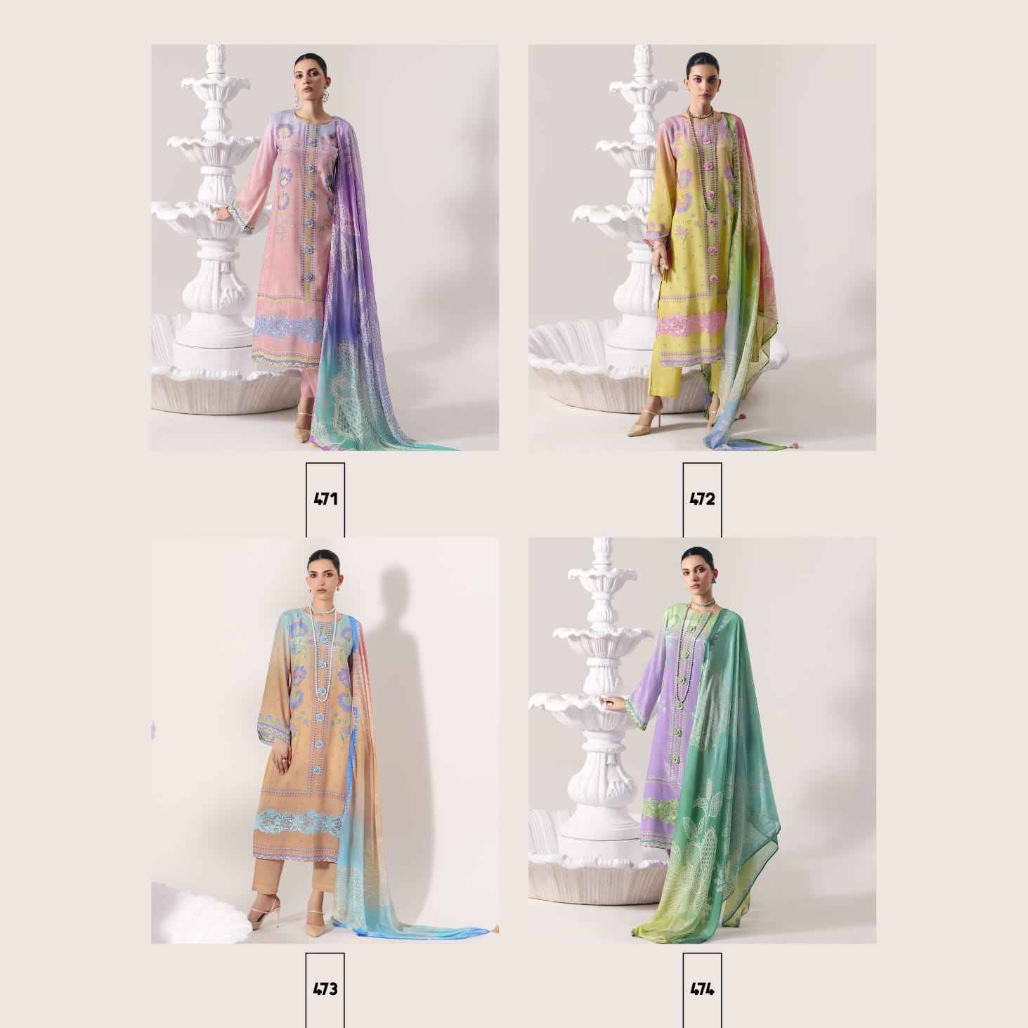 Vibe By Sohni 471 To 474 Series Beautiful Suits Colorful Stylish Fancy Casual Wear & Ethnic Wear Pure Muslin Dresses At Wholesale Price