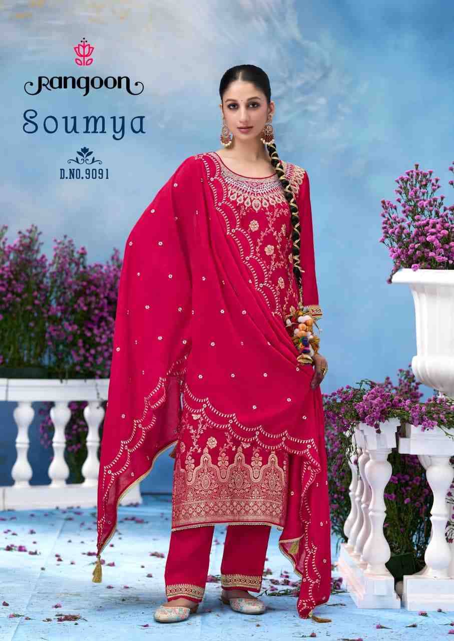Soumya By Rangoon 9091 To 9094 Series Beautiful Stylish Festive Suits Fancy Colorful Casual Wear & Ethnic Wear & Ready To Wear Pure Jacquard Dresses At Wholesale Price