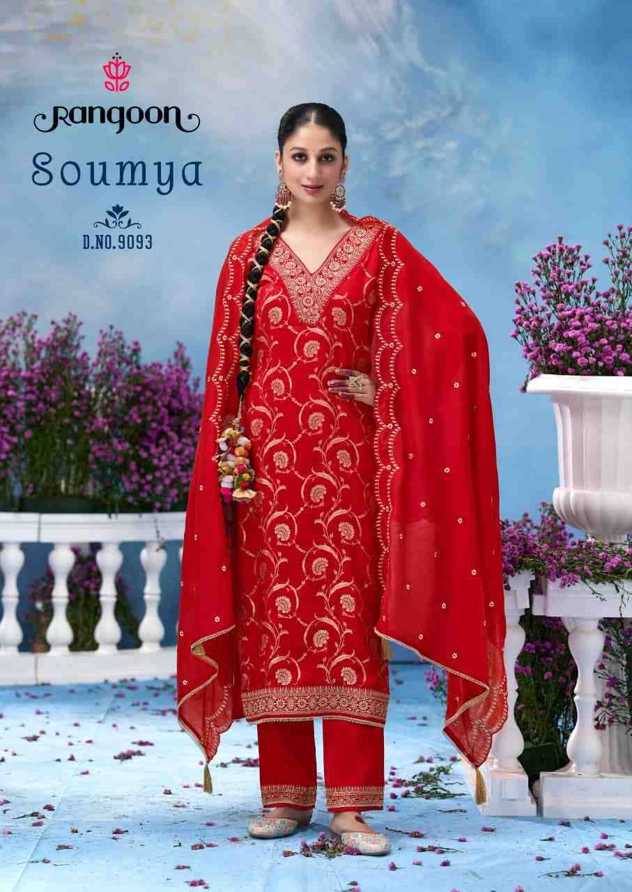 Soumya By Rangoon 9091 To 9094 Series Beautiful Stylish Festive Suits Fancy Colorful Casual Wear & Ethnic Wear & Ready To Wear Pure Jacquard Dresses At Wholesale Price