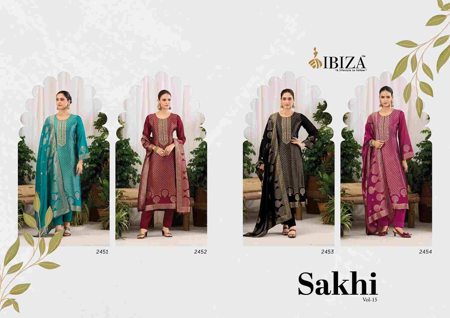 Sakhi Vol-15 By Ibiza 2451 To 2454 Series Designer Festive Suits Beautiful Fancy Stylish Colorful Party Wear & Occasional Wear Pure Silk Jacquard Dresses At Wholesale Price