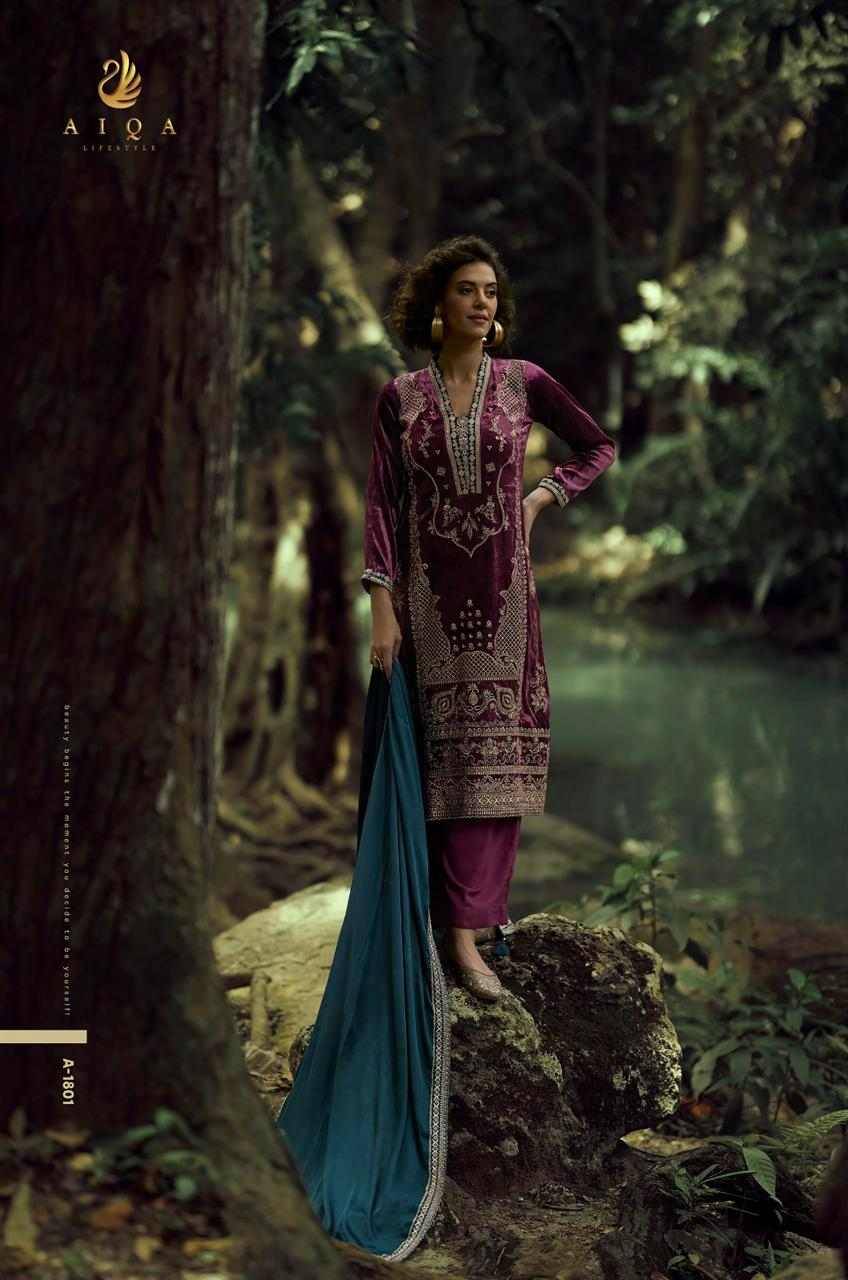 Lake By Aiqa 1801 To 1806 Series Beautiful Festive Suits Colorful Stylish Fancy Casual Wear & Ethnic Wear Pure Viscose Velvet Dresses At Wholesale Price