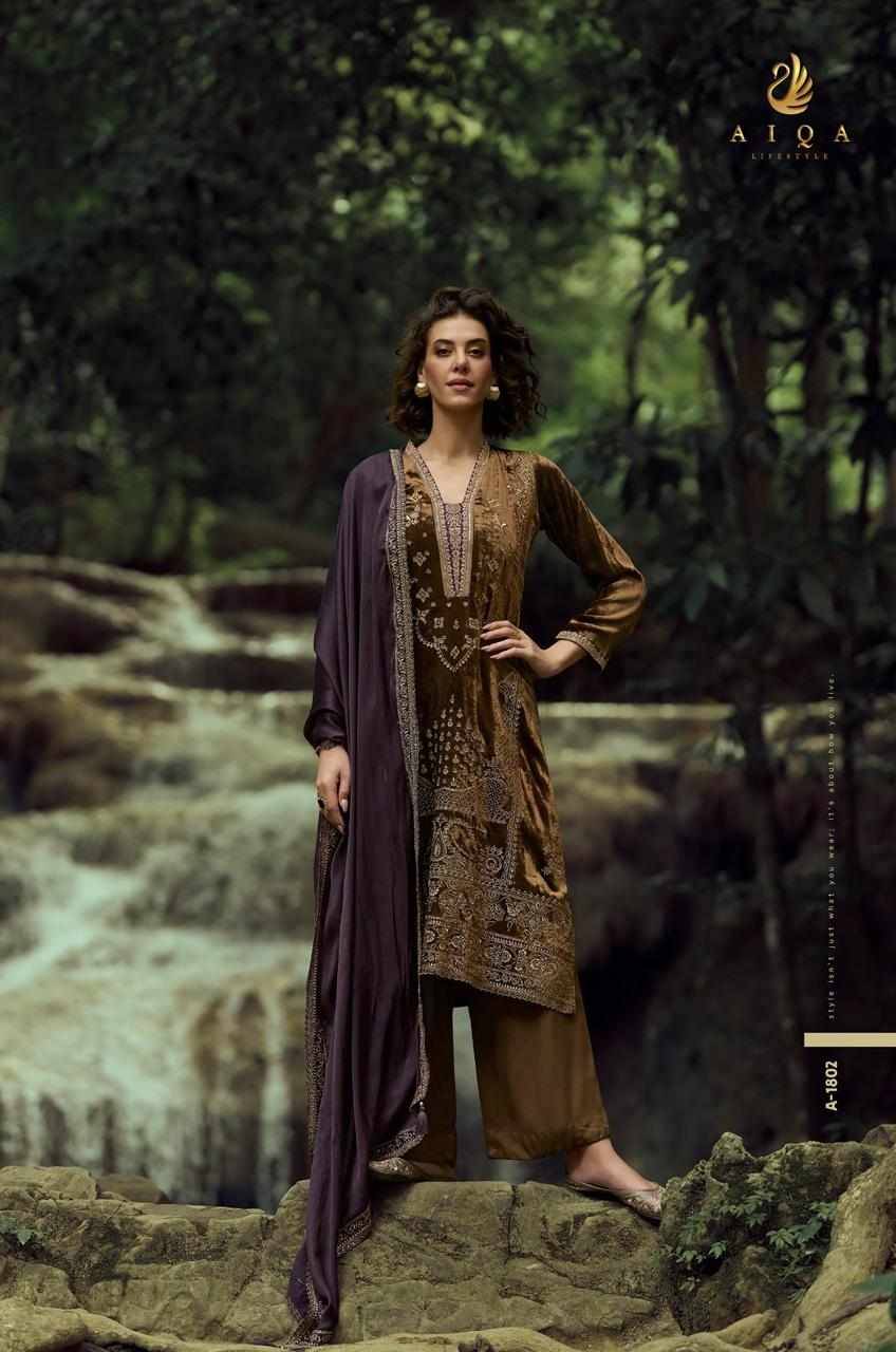 Lake By Aiqa 1801 To 1806 Series Beautiful Festive Suits Colorful Stylish Fancy Casual Wear & Ethnic Wear Pure Viscose Velvet Dresses At Wholesale Price