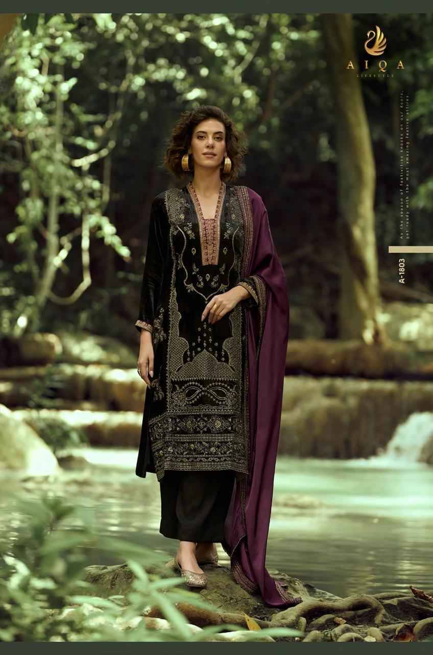 Lake By Aiqa 1801 To 1806 Series Beautiful Festive Suits Colorful Stylish Fancy Casual Wear & Ethnic Wear Pure Viscose Velvet Dresses At Wholesale Price