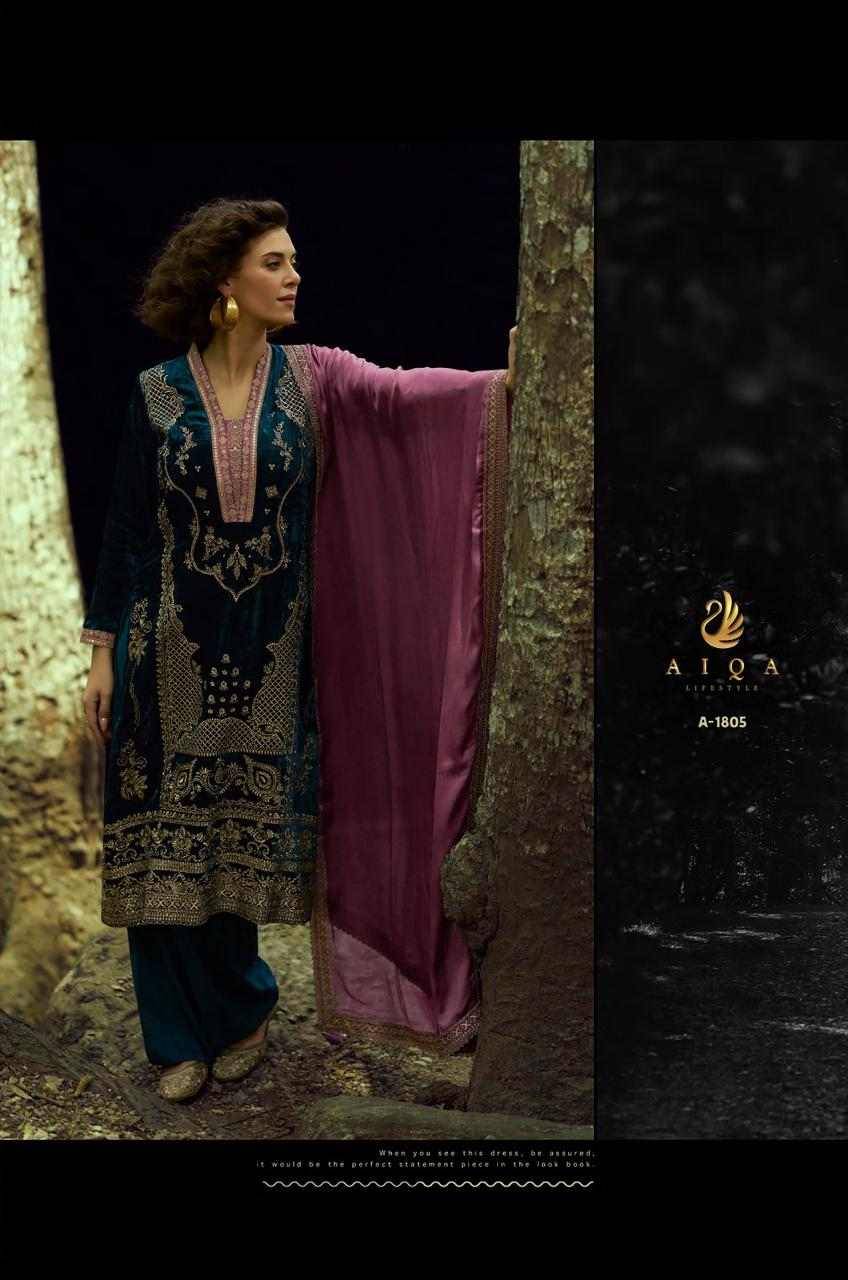 Lake By Aiqa 1801 To 1806 Series Beautiful Festive Suits Colorful Stylish Fancy Casual Wear & Ethnic Wear Pure Viscose Velvet Dresses At Wholesale Price
