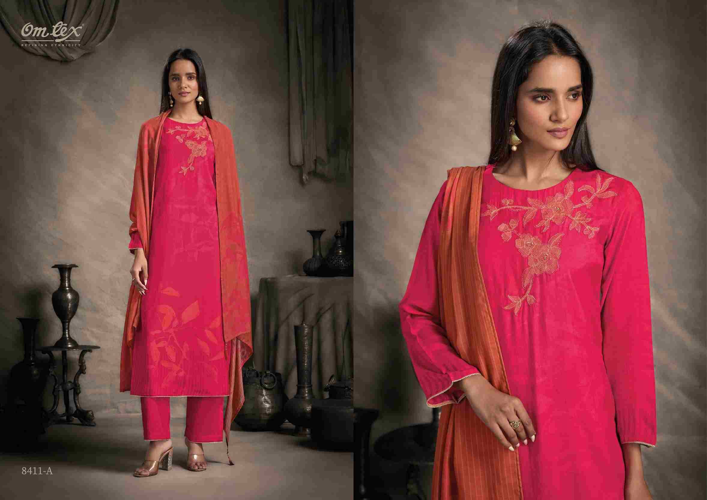 Jamira By Om Tex 8411-A To 8411-C Series Beautiful Festive Suits Colorful Stylish Fancy Casual Wear & Ethnic Wear Pakiza Silk Dresses At Wholesale Price