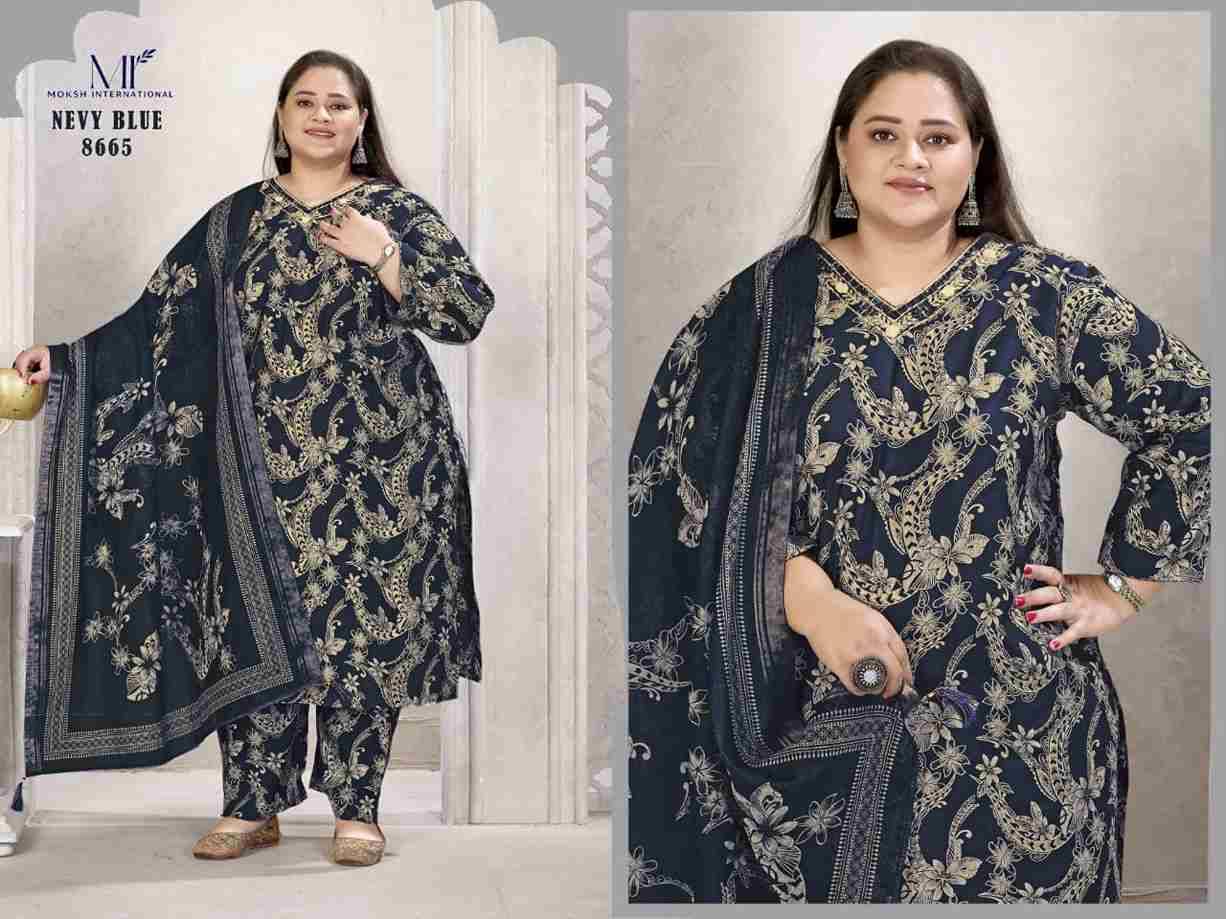 Plus Size Glory Vol-1 By Moksh International 8665 To 8667 Series Beautiful Stylish Festive Suits Fancy Colorful Casual Wear & Ethnic Wear & Ready To Wear Viscose Print Dresses At Wholesale Price