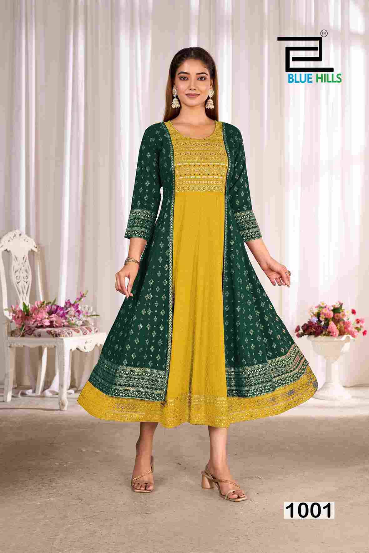 Trisha By Blue Hills 1001 To 1004 Series Beautiful Stylish Fancy Colorful Casual Wear & Ethnic Wear Rayon Foil Gowns At Wholesale Price