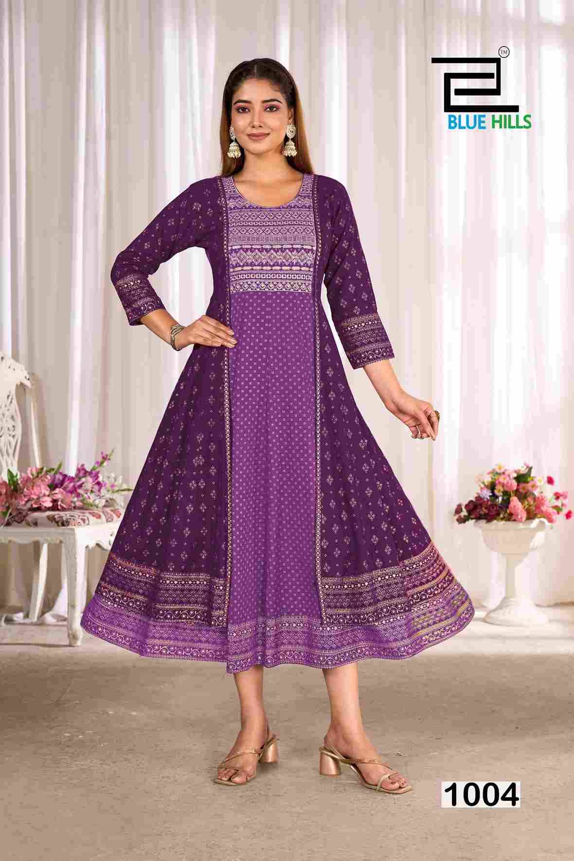 Trisha By Blue Hills 1001 To 1004 Series Beautiful Stylish Fancy Colorful Casual Wear & Ethnic Wear Rayon Foil Gowns At Wholesale Price