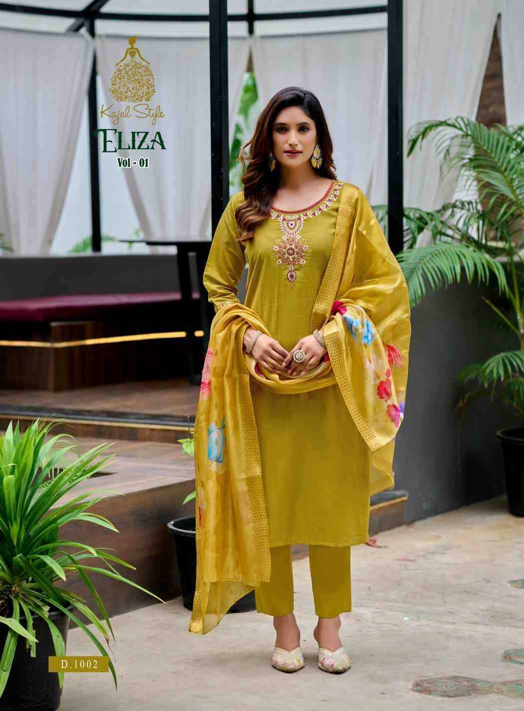 Eliza Vol-1 By Kajal Style 1001 To 1008 Series Beautiful Stylish Festive Suits Fancy Colorful Casual Wear & Ethnic Wear & Ready To Wear Vertican Dresses At Wholesale Price