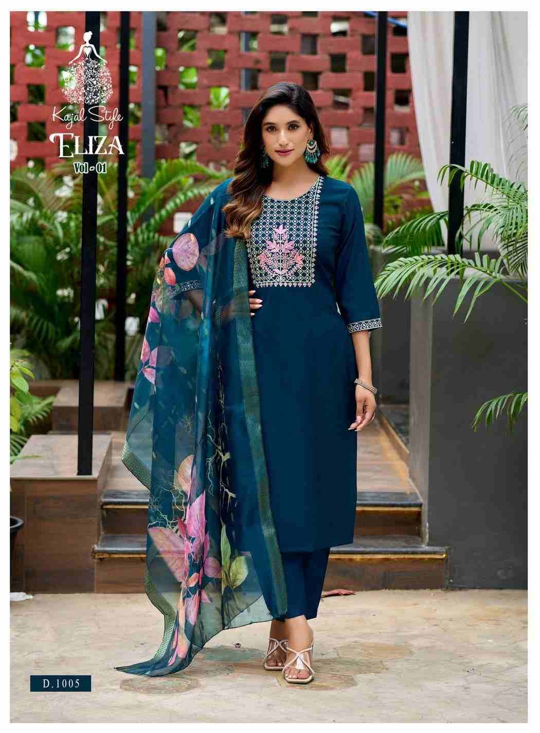 Eliza Vol-1 By Kajal Style 1001 To 1008 Series Beautiful Stylish Festive Suits Fancy Colorful Casual Wear & Ethnic Wear & Ready To Wear Vertican Dresses At Wholesale Price