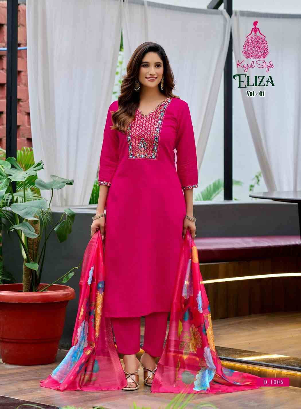 Eliza Vol-1 By Kajal Style 1001 To 1008 Series Beautiful Stylish Festive Suits Fancy Colorful Casual Wear & Ethnic Wear & Ready To Wear Vertican Dresses At Wholesale Price