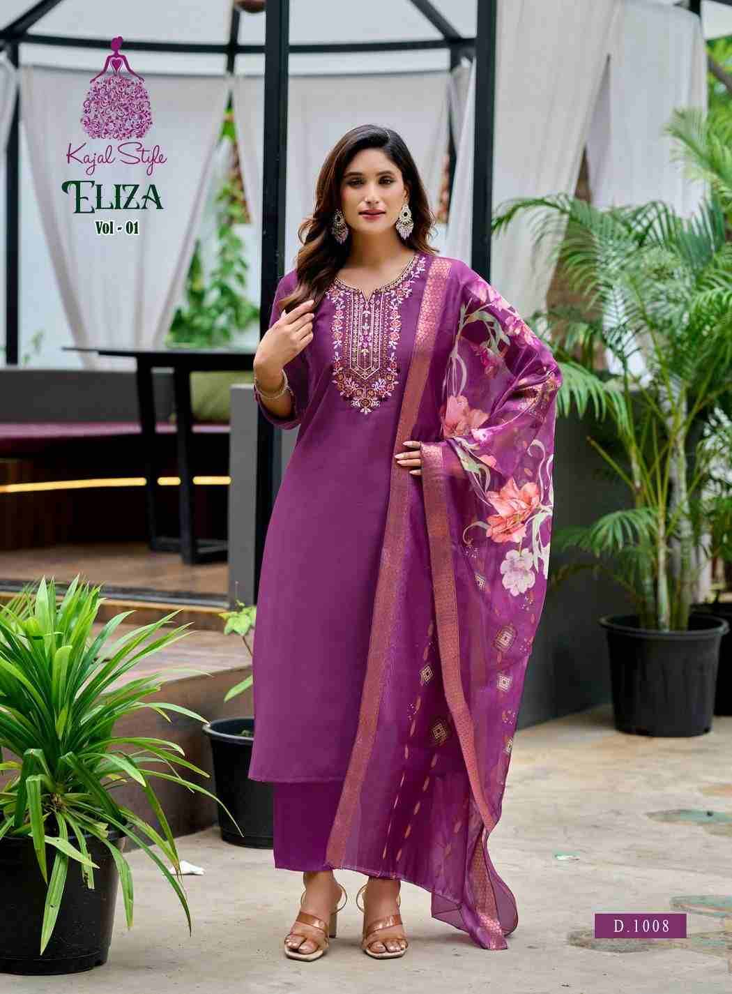 Eliza Vol-1 By Kajal Style 1001 To 1008 Series Beautiful Stylish Festive Suits Fancy Colorful Casual Wear & Ethnic Wear & Ready To Wear Vertican Dresses At Wholesale Price