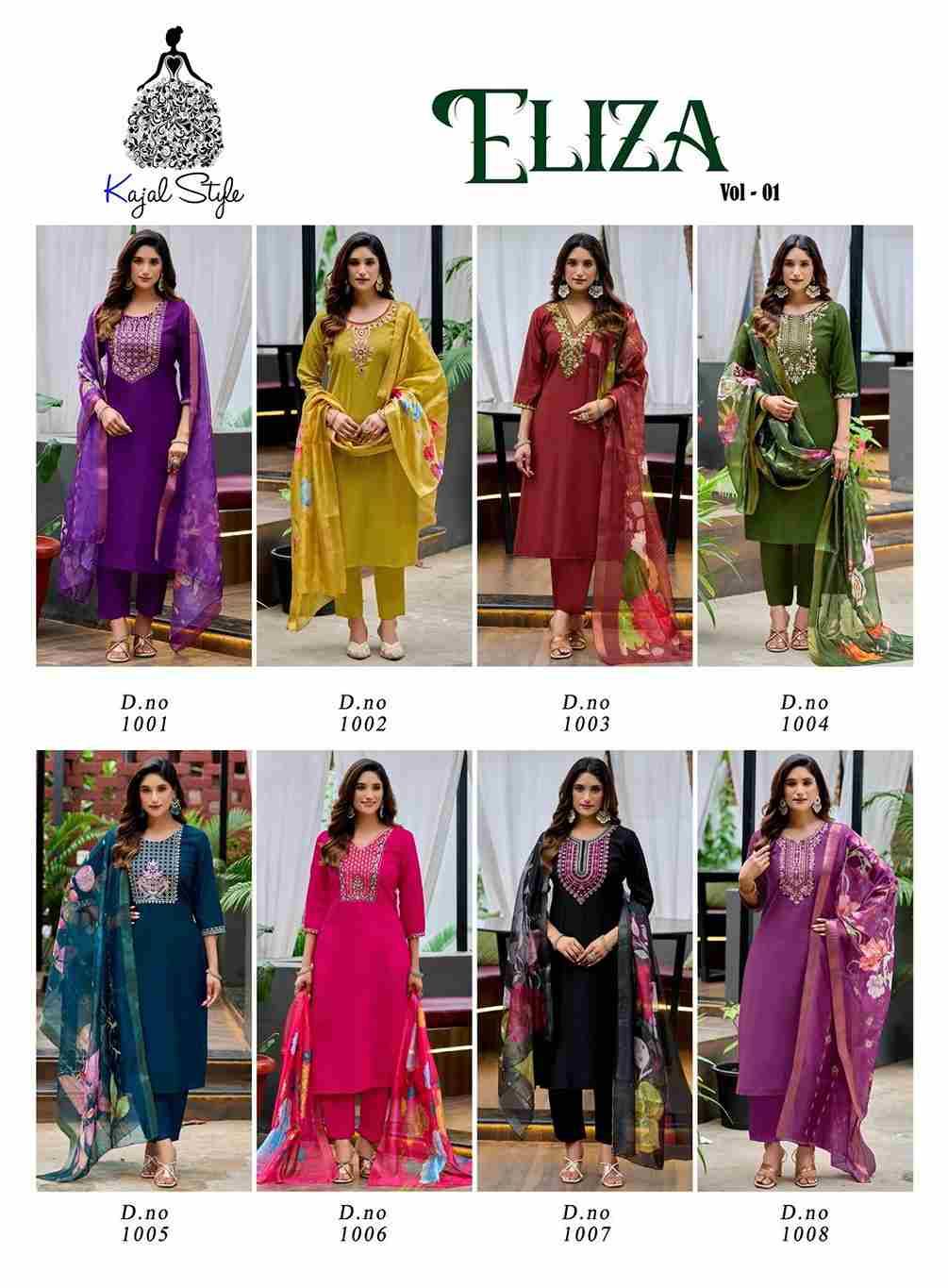 Eliza Vol-1 By Kajal Style 1001 To 1008 Series Beautiful Stylish Festive Suits Fancy Colorful Casual Wear & Ethnic Wear & Ready To Wear Vertican Dresses At Wholesale Price