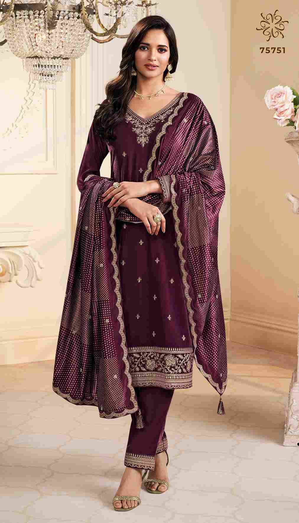 Suri By Kuleesh 75751 To 75755 Series Designer Festive Suits Collection Beautiful Stylish Fancy Colorful Party Wear & Occasional Wear Velvet Dresses At Wholesale Price