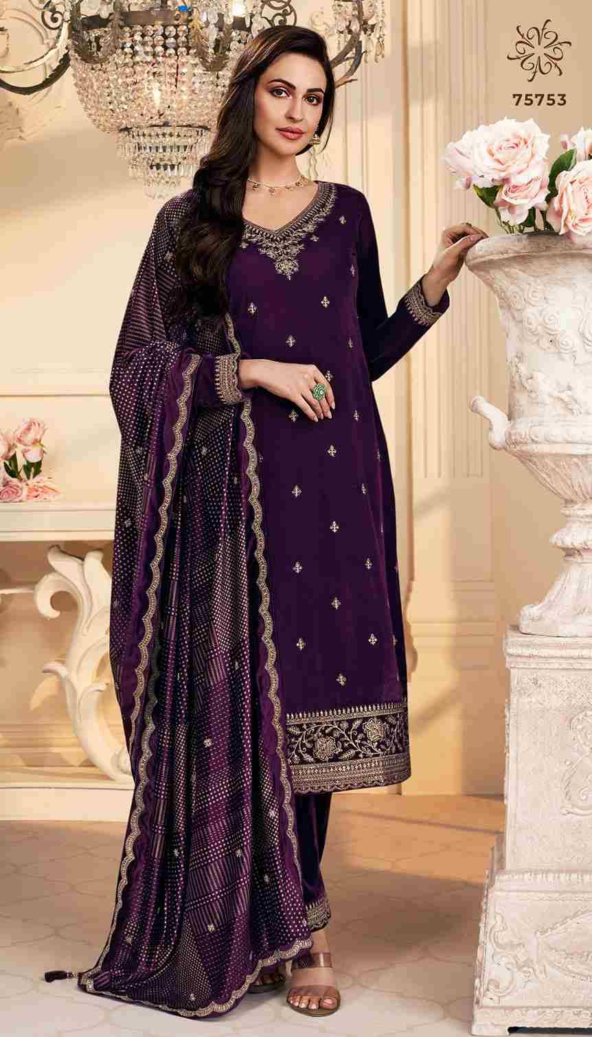Suri By Kuleesh 75751 To 75755 Series Designer Festive Suits Collection Beautiful Stylish Fancy Colorful Party Wear & Occasional Wear Velvet Dresses At Wholesale Price