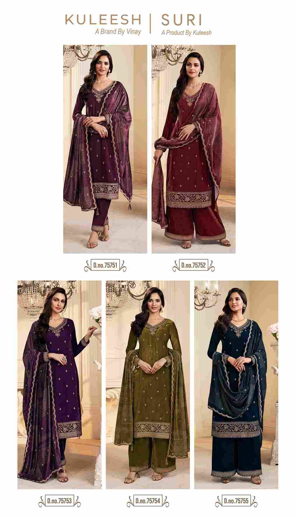 Suri By Kuleesh 75751 To 75755 Series Designer Festive Suits Collection Beautiful Stylish Fancy Colorful Party Wear & Occasional Wear Velvet Dresses At Wholesale Price