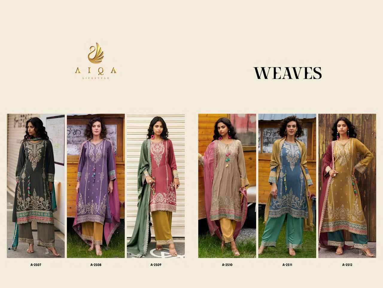 Weaves By Aiqa 2507 To 2512 Series Beautiful Festive Suits Colorful Stylish Fancy Casual Wear & Ethnic Wear Pure Viscose Pashmina Dresses At Wholesale Price