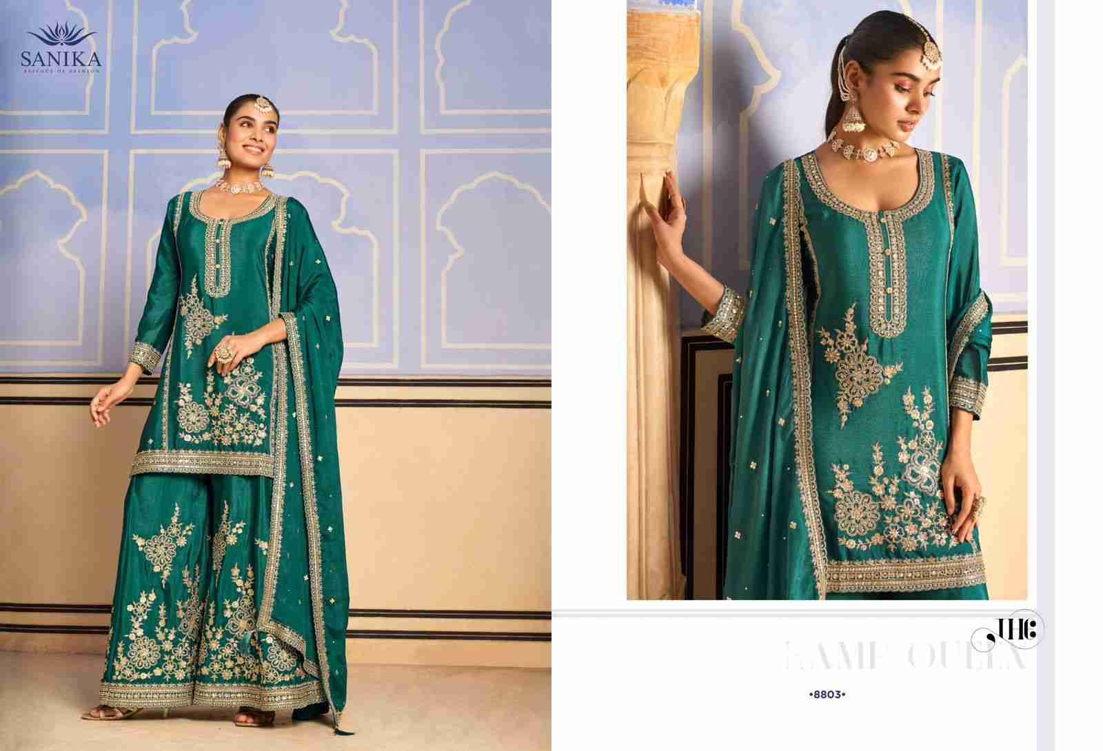 Tarang By Sanika 8801 To 8804 Series Beautiful Sharara Suits Stylish Fancy Colorful Party Wear & Occasional Wear Premium Chinnon Silk Dresses At Wholesale Price