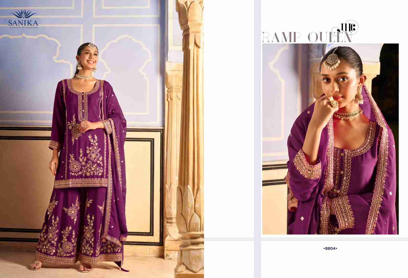 Tarang By Sanika 8801 To 8804 Series Beautiful Sharara Suits Stylish Fancy Colorful Party Wear & Occasional Wear Premium Chinnon Silk Dresses At Wholesale Price