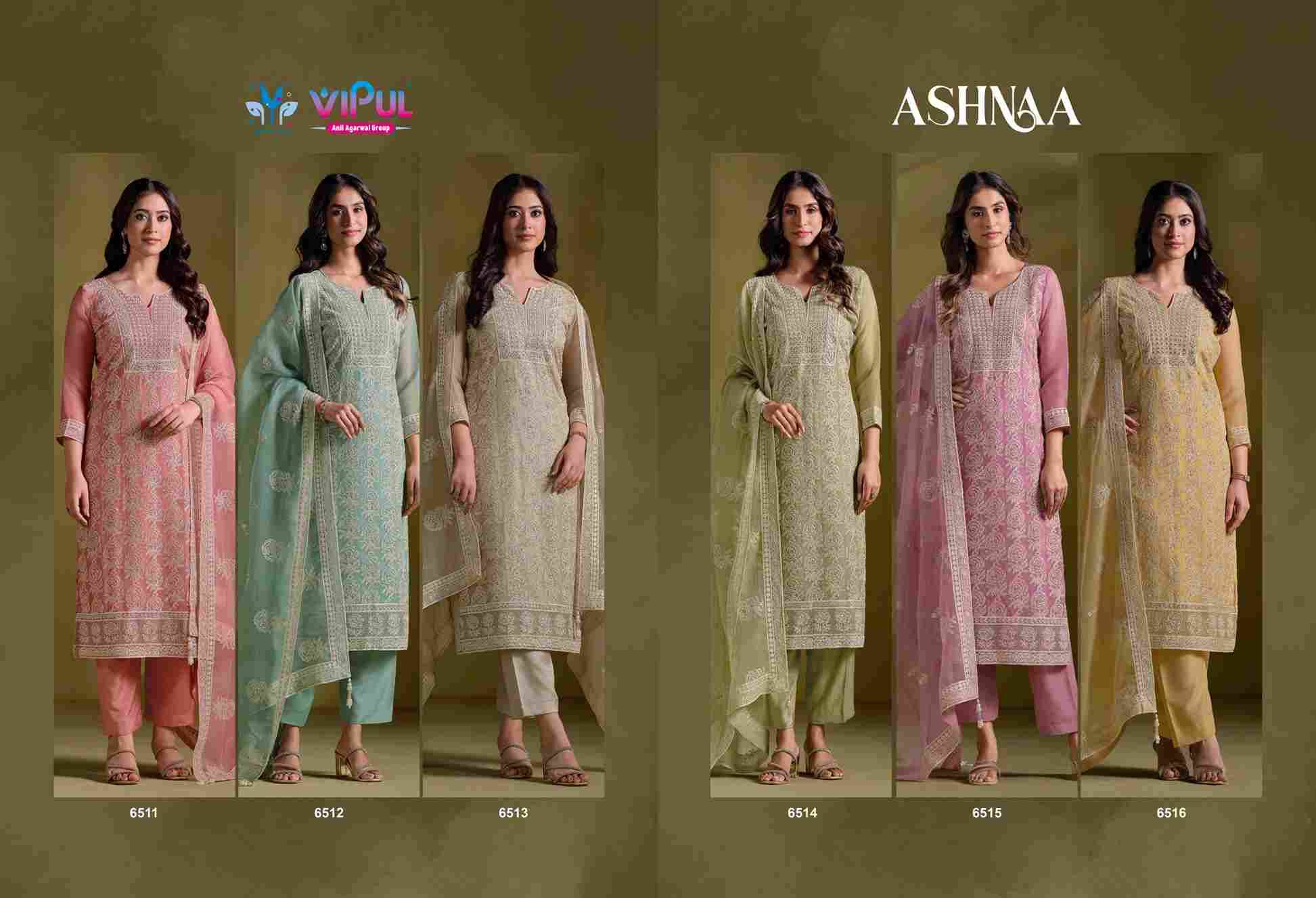 Ashnaa By Vipul Fashion 6511 To 6516 Series Designer Festive Suits Beautiful Fancy Stylish Colorful Party Wear & Occasional Wear Chiffon With Embroidery Dresses At Wholesale Price