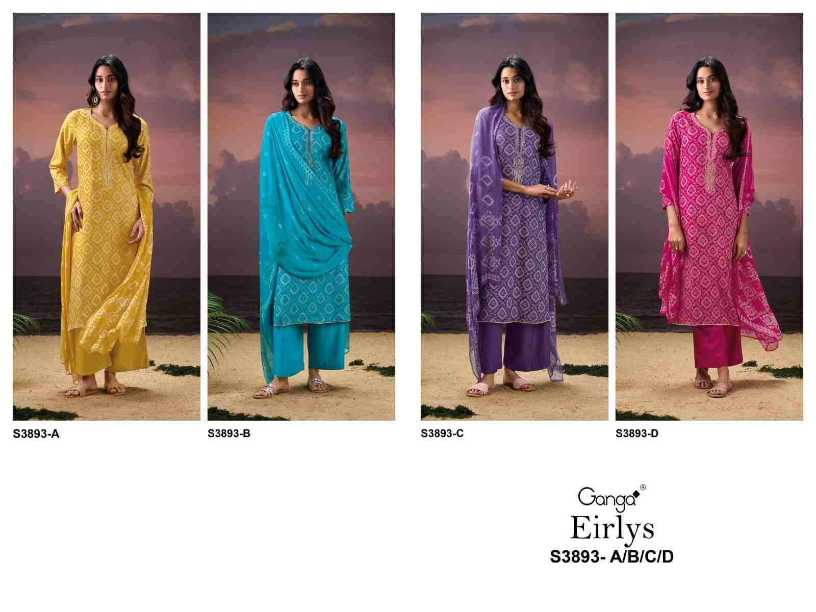 Eirlys-3893 By Ganga Fashion 3893-A To 3893-D Series Beautiful Festive Suits Colorful Stylish Fancy Casual Wear & Ethnic Wear Pure Pashmina Dresses At Wholesale Price